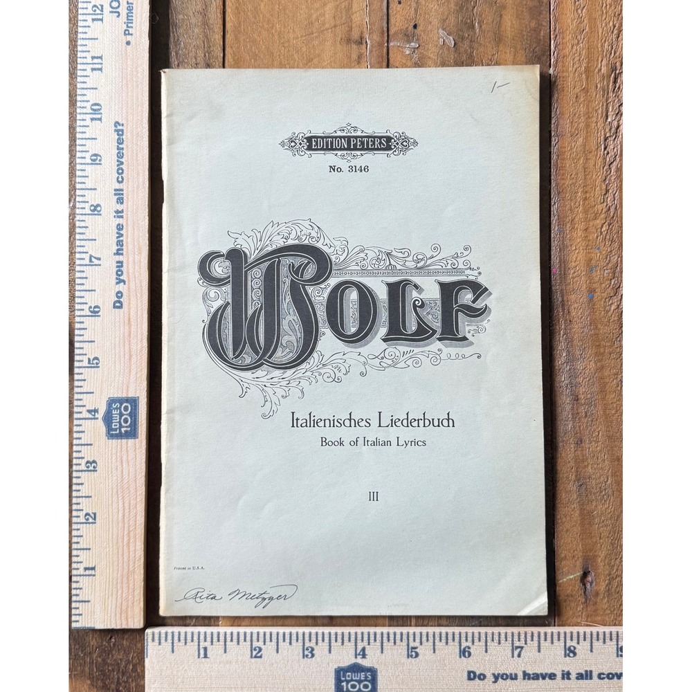 Hugo Wolf Italienisches Liederbuch III Sheet Music Edition Peters No 3146
